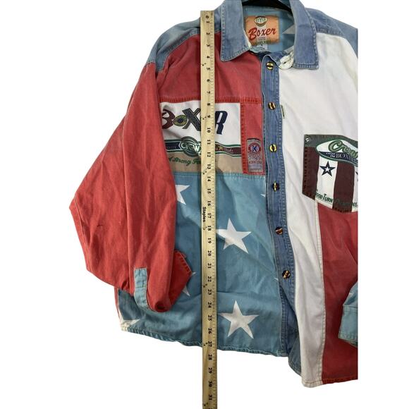Vintage Boxer Americana Shirt Mens XL Red White Blue Button-Up Patriotic - Picture 11 of 15